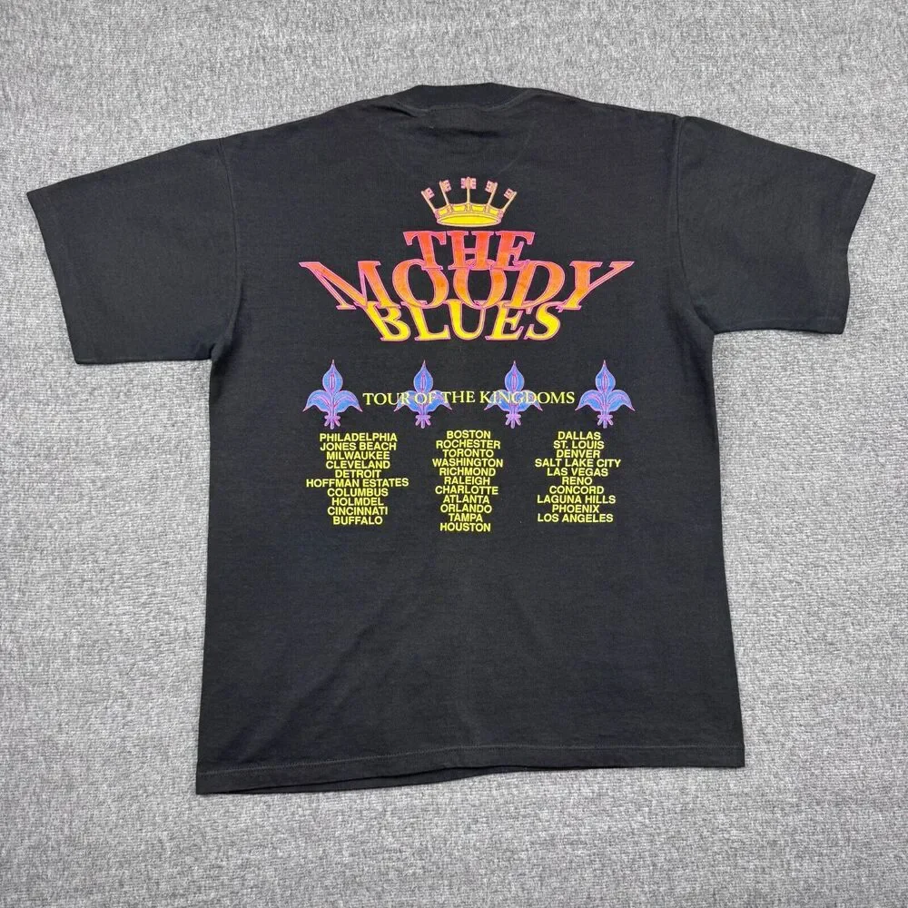 Vintage The Moody Blues T-Shirt Men's Large‎ Black Tour Of The Kingdom Rock 90s